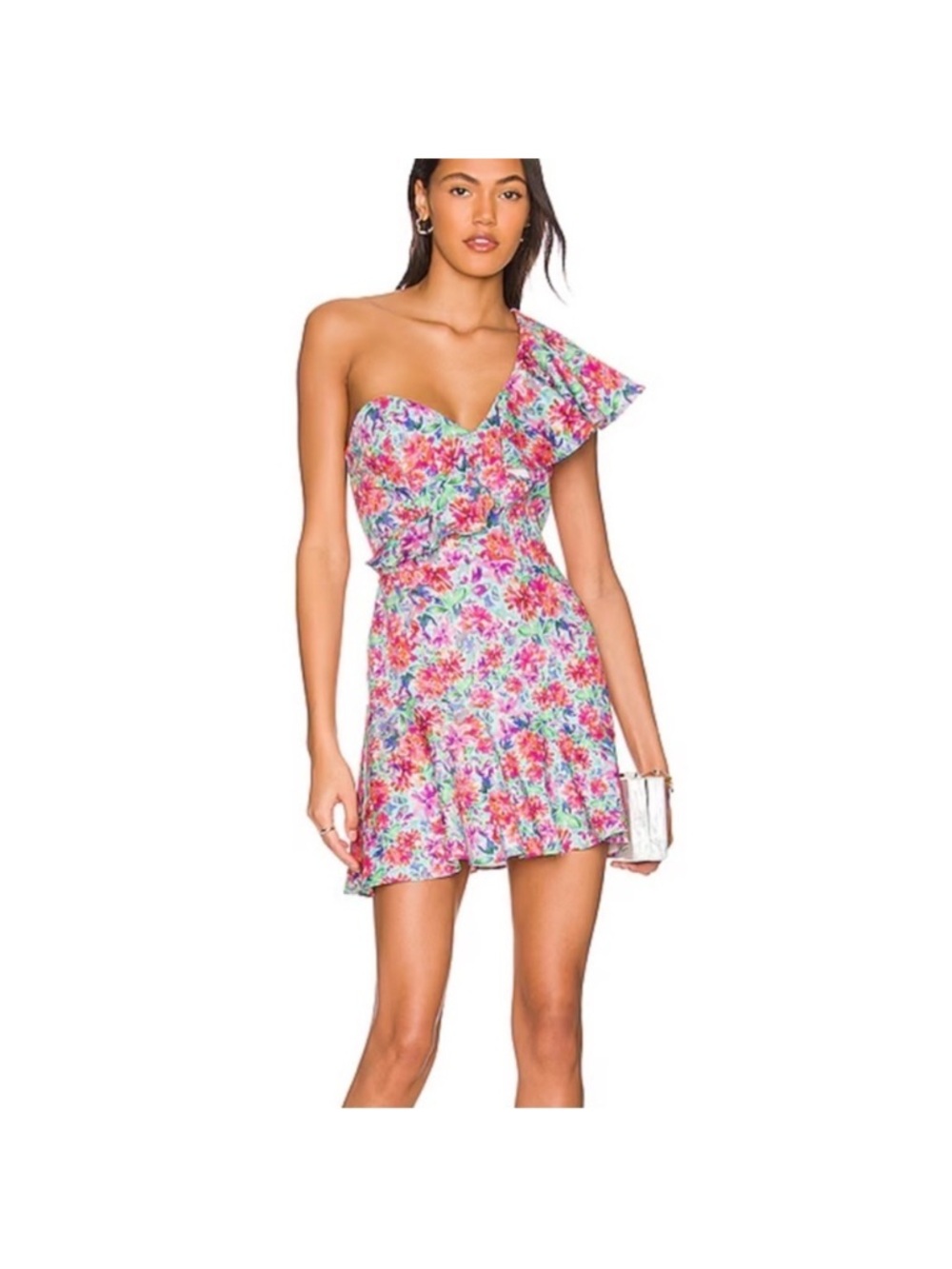 Amanda Uprichard Women's Revolver McKinnon One Shoulder Floral Mini Dress Size M